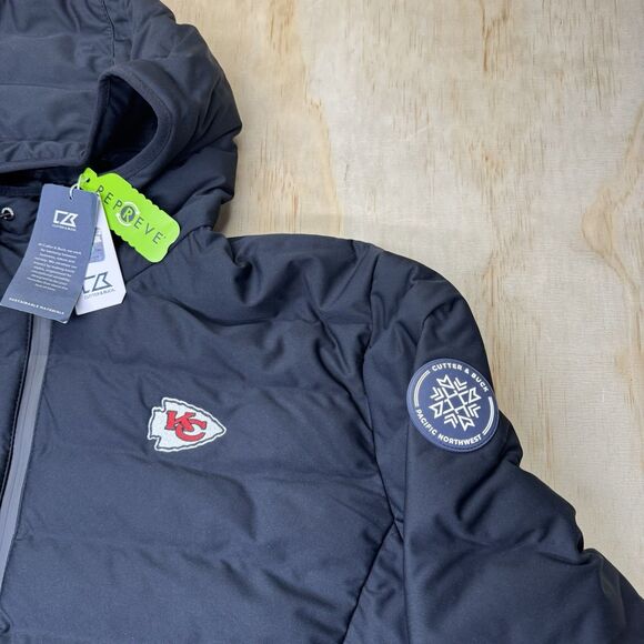 NEW Kansas City Chiefs Cutter Buck Mission Ridge Repreve Puffer Jacket 2XL Black - Picture 6 of 16